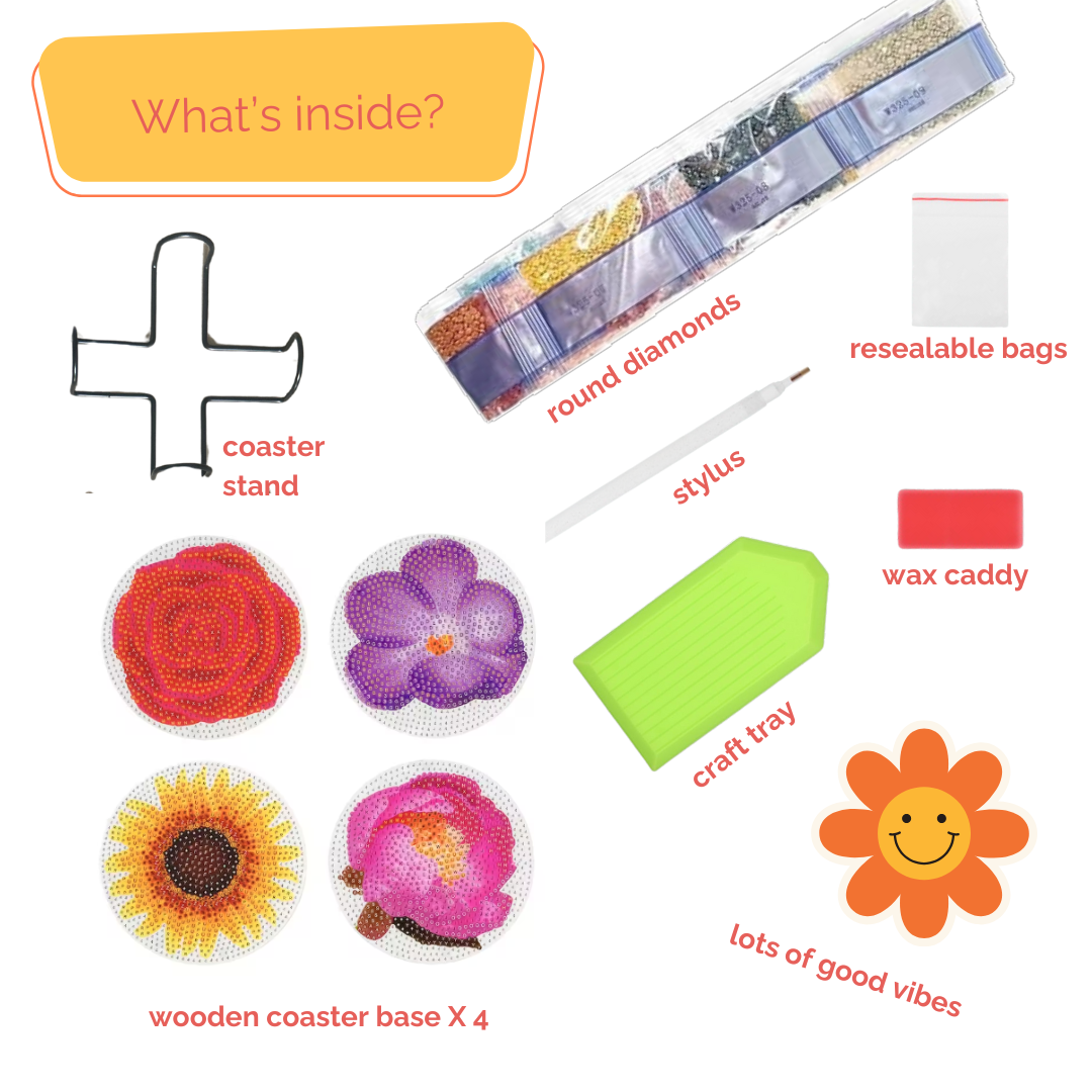 Dazzling Flowers Diamond Coaster Kit