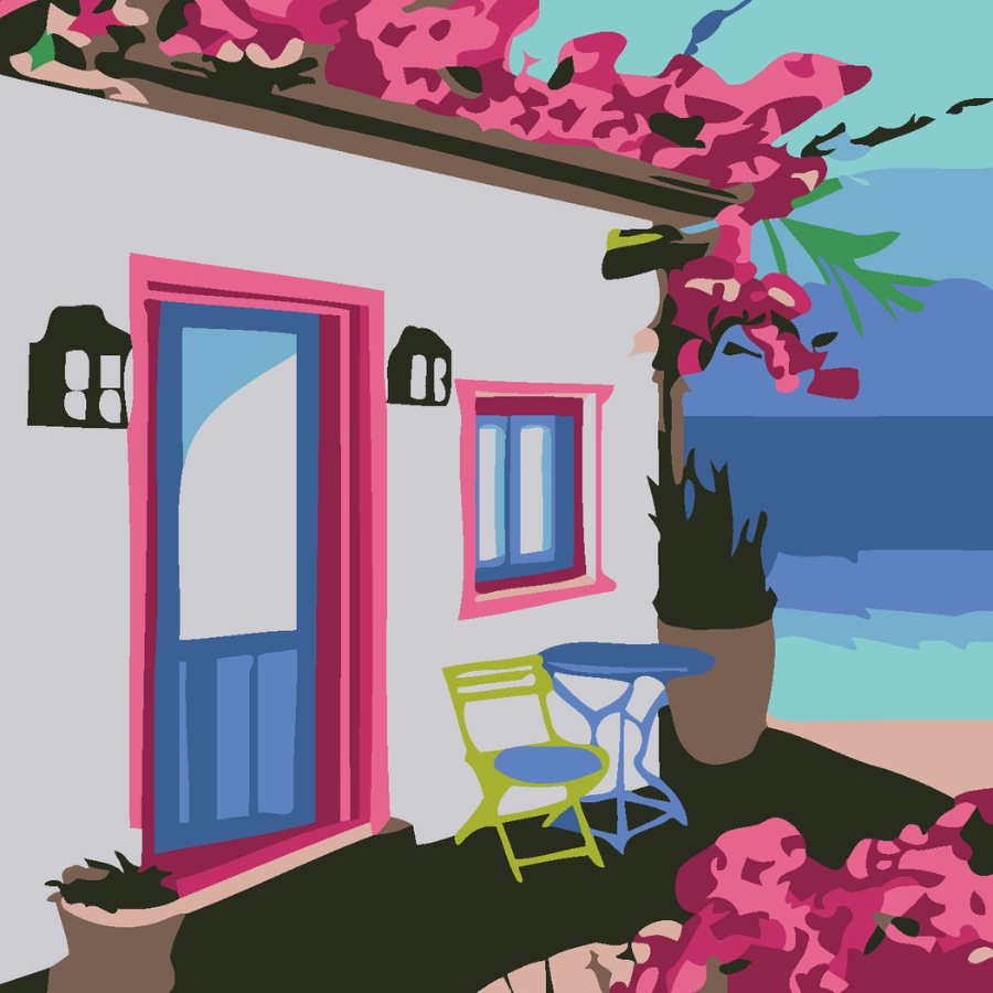 Sun-kissed Cottage by the Beach Paint by Number Kit