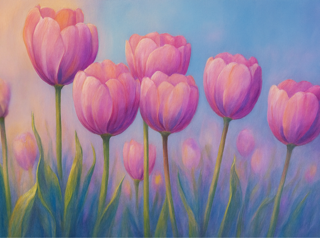 Blushing Pink Tulips Paint by Number Kit