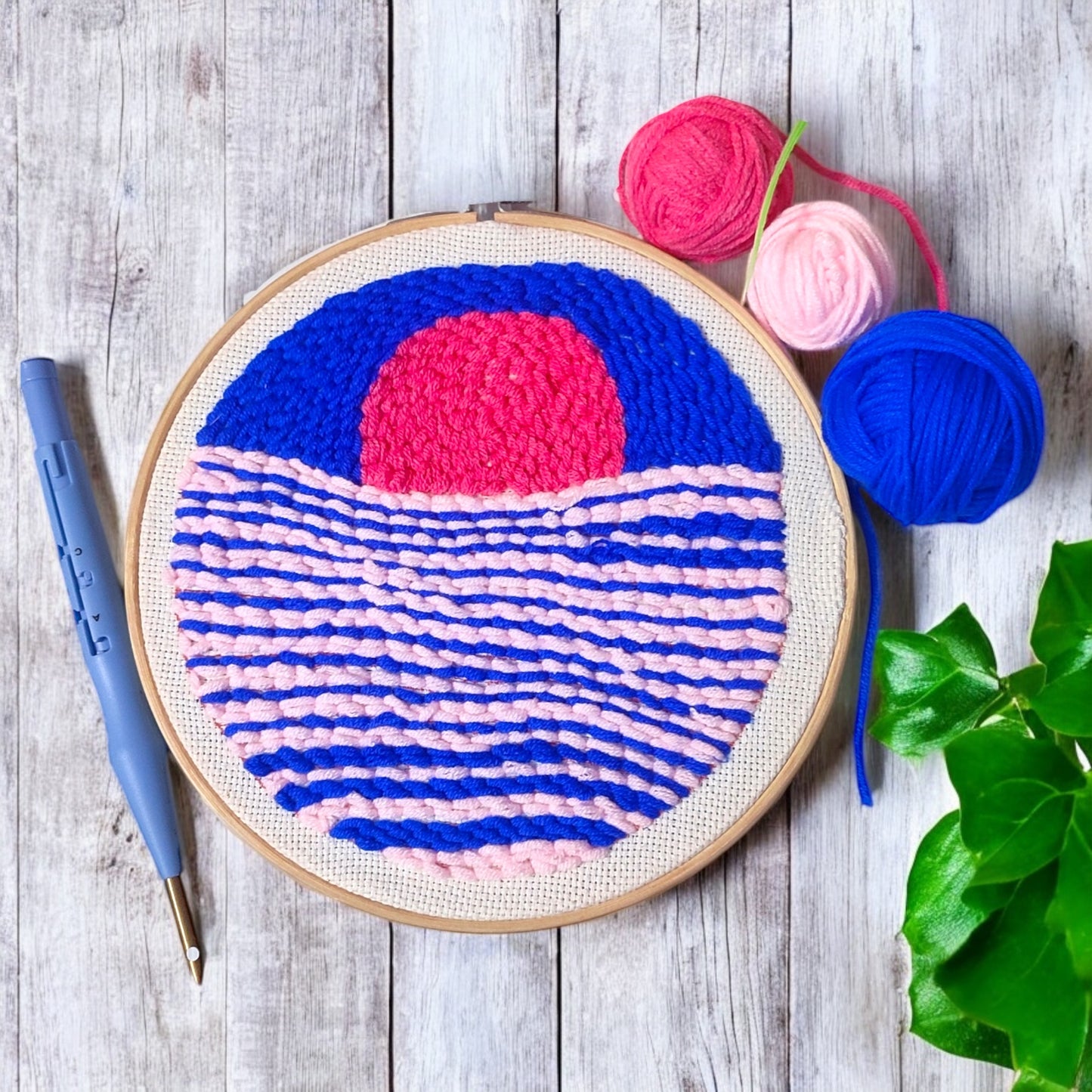 Pink Sun Punch Needle Embroidery Kit - Craftmate