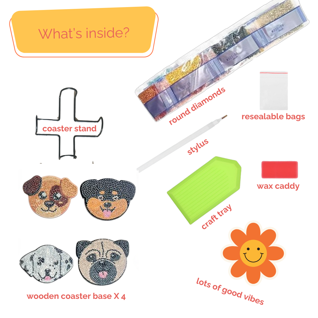 Glitter Pup Diamond Coaster Kit