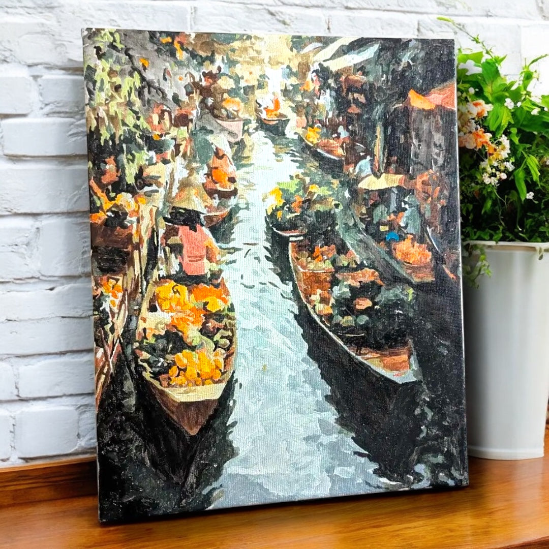 Floating Market of Vietnam Paint by Number Kit