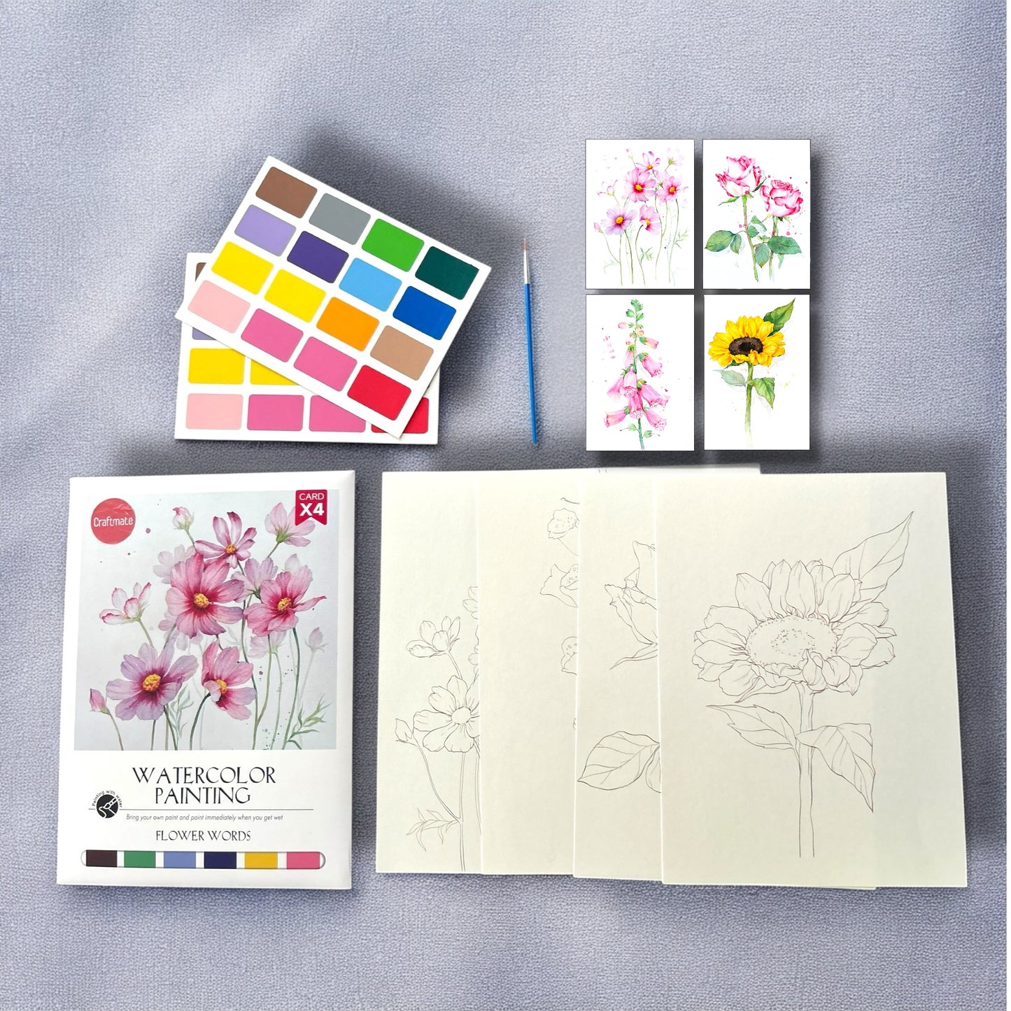 Flower Words Watercolour Painting Kit - Craftmate