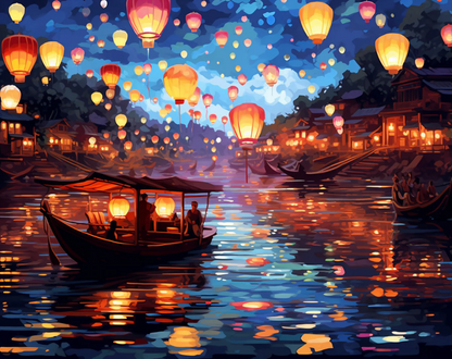 River of Lanterns Paint by Number Jumbo Kit