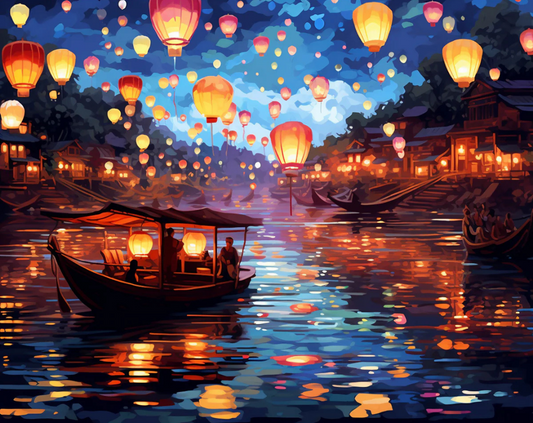 River of Lanterns Paint by Number Jumbo Kit