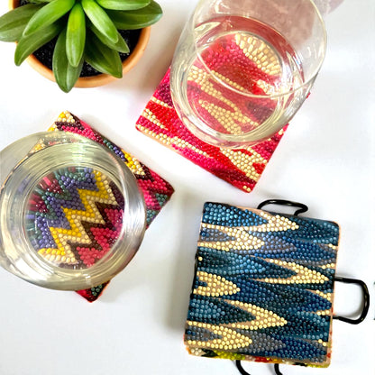 Chevron Ikat Diamond Coaster Kit