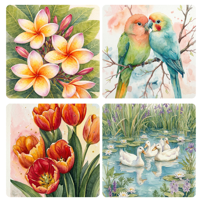 Birds & Flowers Watercolour Mini Painting Book 🆕