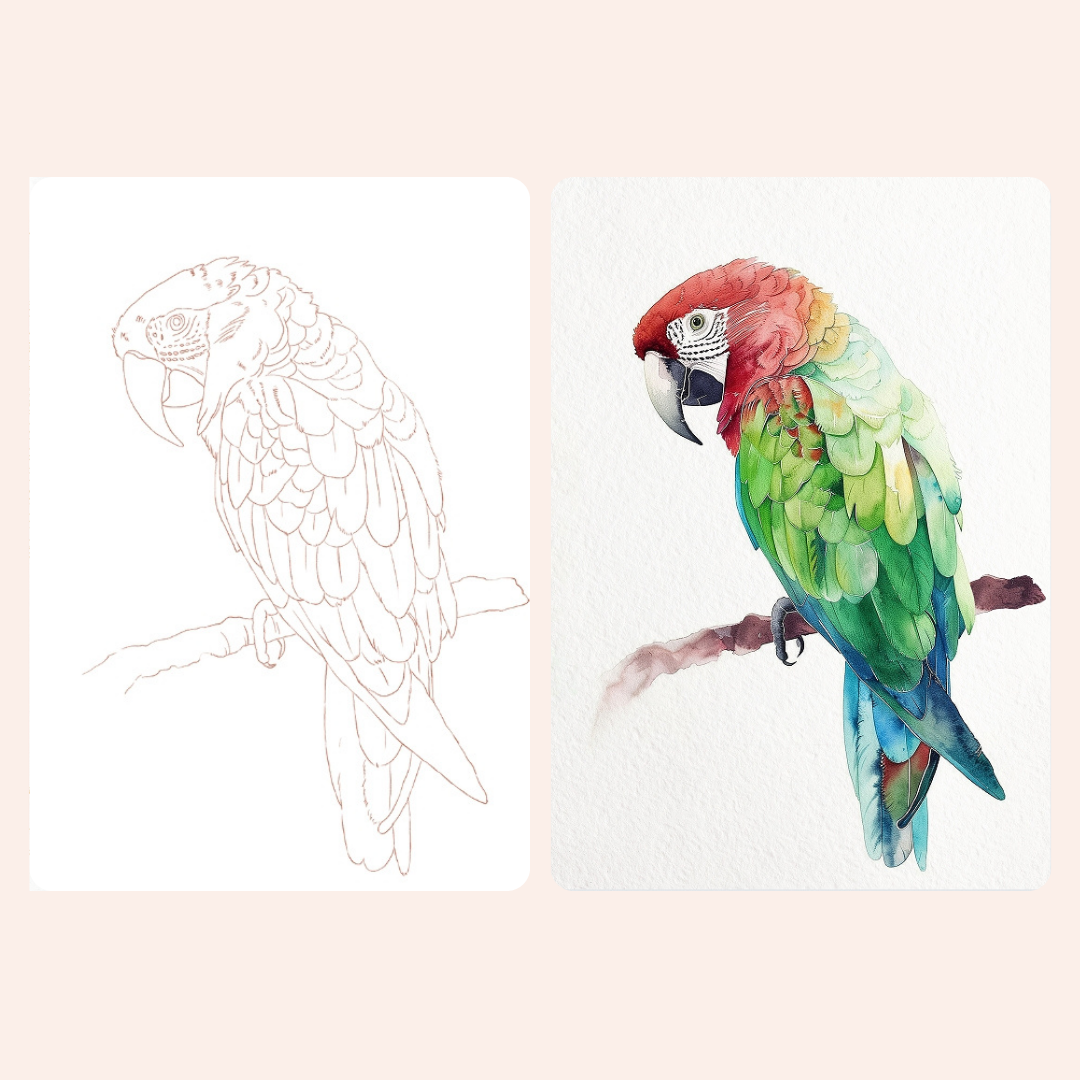 Watercolour Painting Book Kit (Set of 2) - Birds & Butterfly
