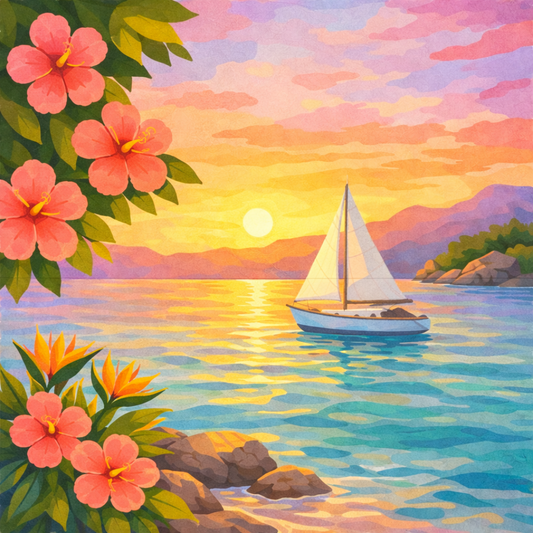 Tropical Sunset Paint by Number Mini Kit