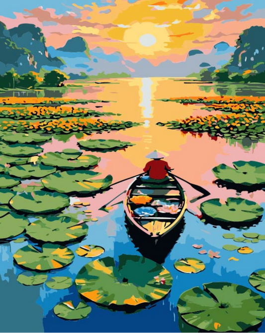 Lotus Sunset  Lake Paint by Number Jumbo Kit
