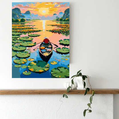 Lotus Sunset  Lake Paint by Number Jumbo Kit