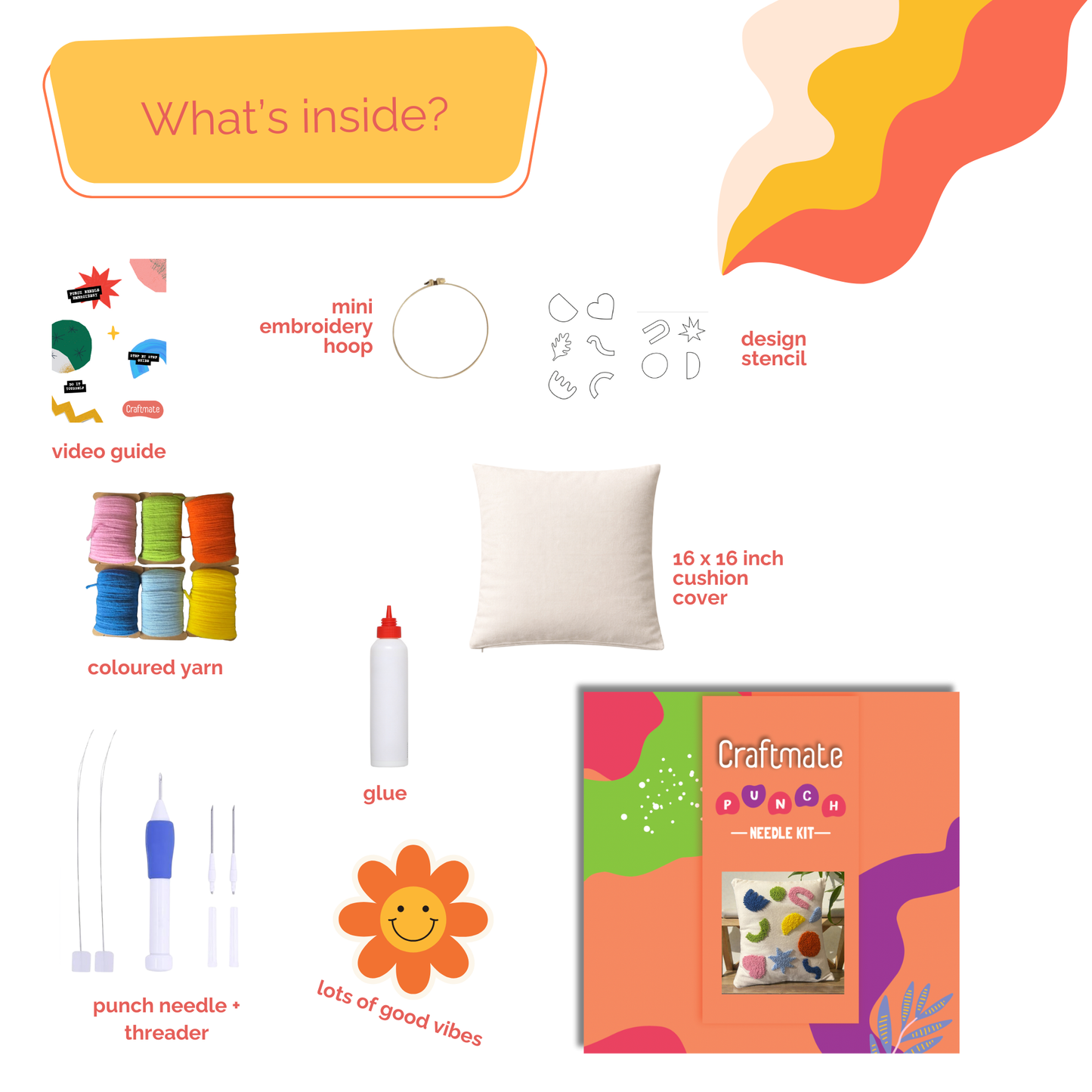 Punch Needle Cushion Cover Kit