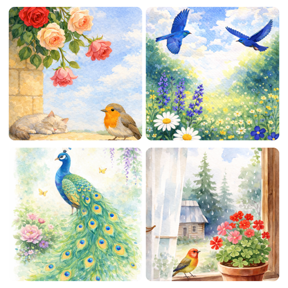 Birds & Flowers Watercolour Mini Painting Book 🆕