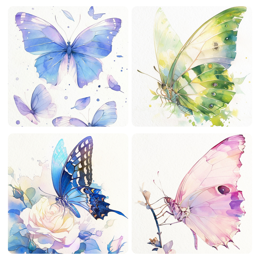 Watercolour Painting Book Kit (Set of 2) - Birds & Butterfly