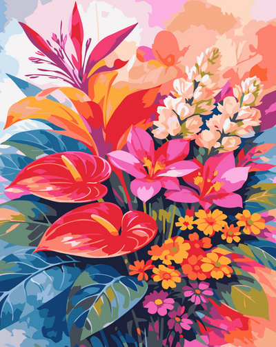 Indian Summer Flowers Paint by Number Kit