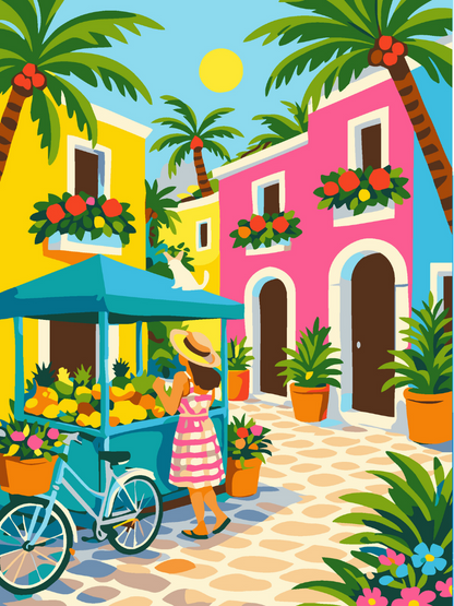 Tropical Summer Market Paint by Number Kit