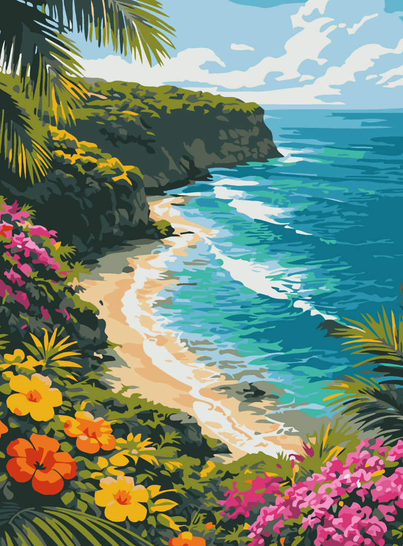 Hidden Beach Paradise Paint by Number Kit