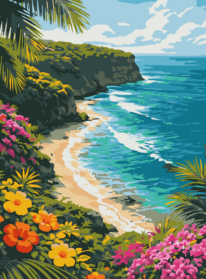 Hidden Beach Paradise Paint by Number Kit
