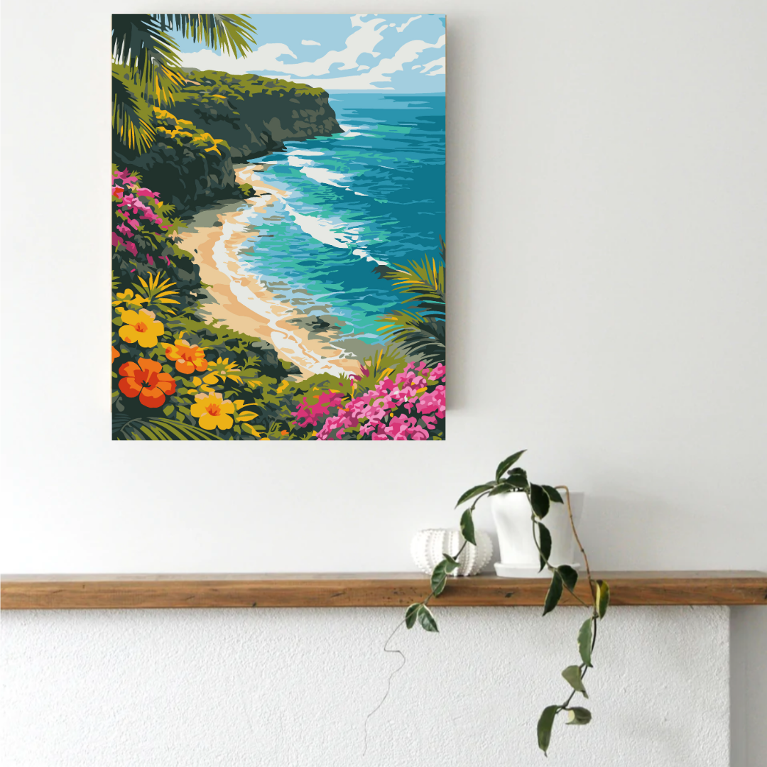 Hidden Beach Paradise Paint by Number Kit