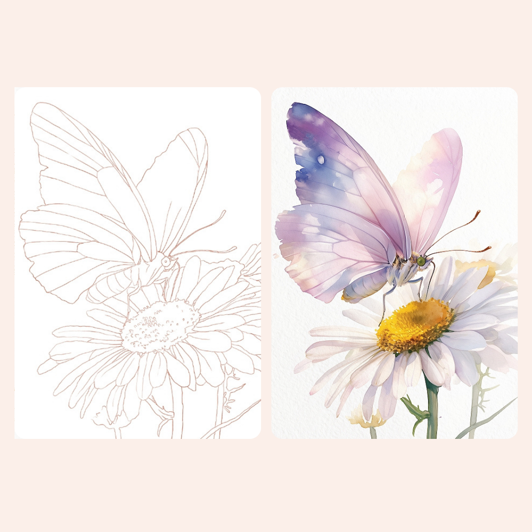 Watercolour Painting Book Kit (Set of 2) - Birds & Butterfly