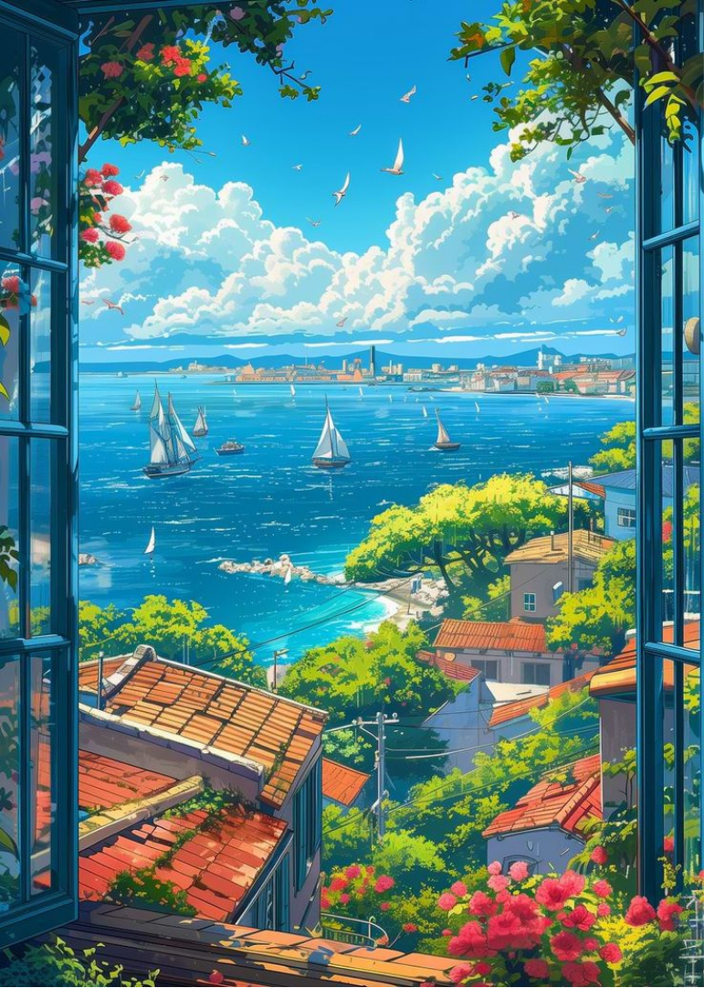 Mediterranean View Paint by Number Jumbo Kit