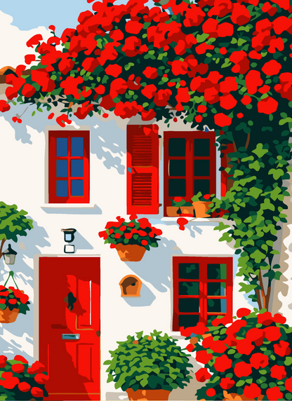 Red Bloom House Paint by Number Kit