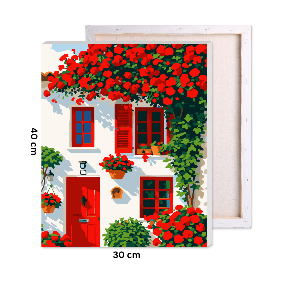 Red Bloom House Paint by Number Kit