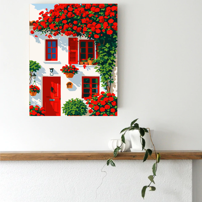 Red Bloom House Paint by Number Kit