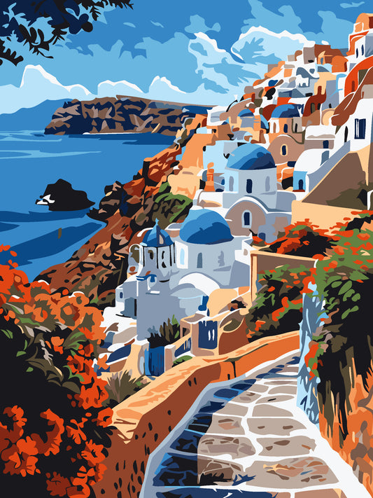 Sun Sea and Santorini Paint by Numbers Kit