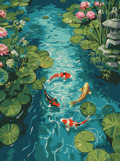 Serene Koi Pond Paint by Number Kit