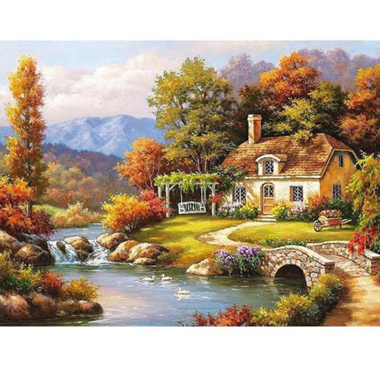 Riverside Cottage Paint by Number Jumbo Kit