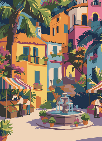 Tropical Market Square Paint by Number Kit