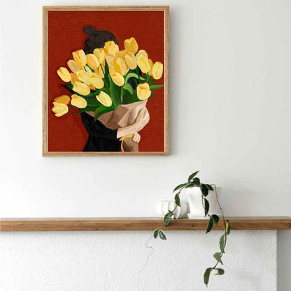 The Lady with Yellow Tulips Paint by Numbers Kit