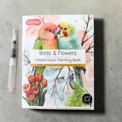 Birds & Flowers Watercolour Mini Painting Book 🆕