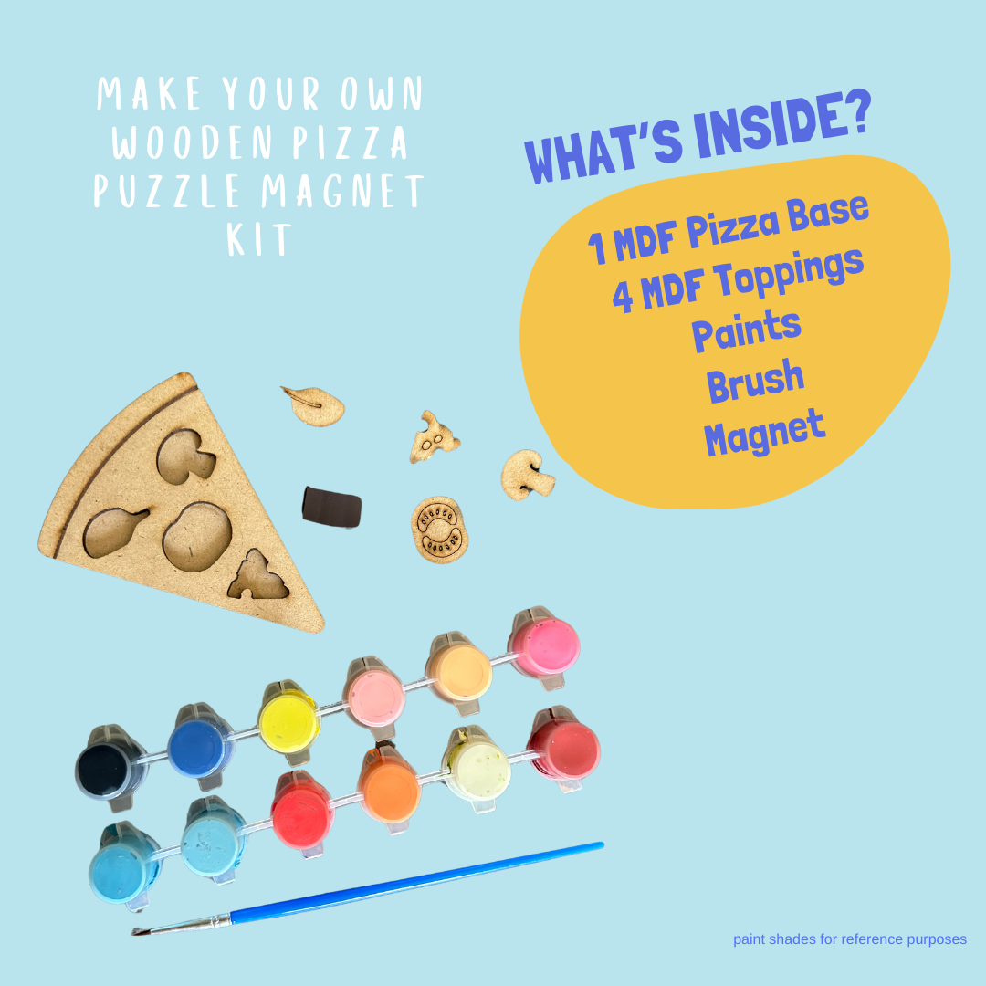 Wooden Pizza Puzzle Magnet DIY Kit