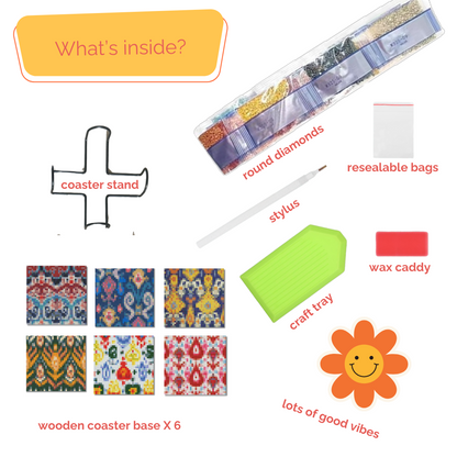 Ikat Carnival Diamond Coaster Kit