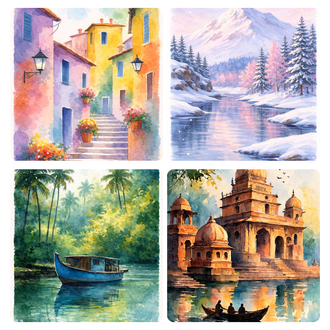 Happy Place Watercolour Mini Painting Book