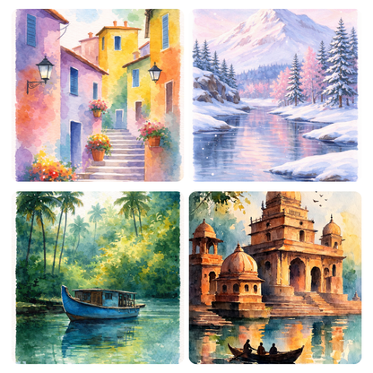 Happy Place Watercolour Mini Painting Book