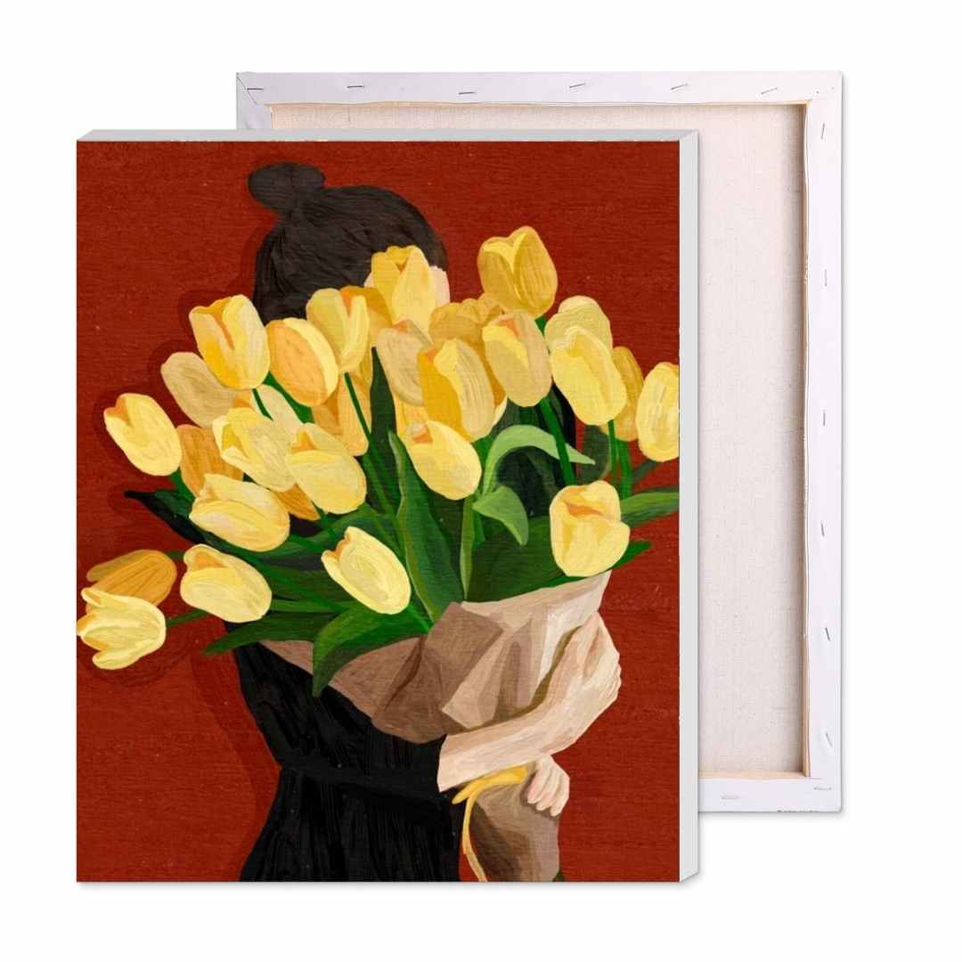 The Lady with Yellow Tulips Paint by Numbers Kit