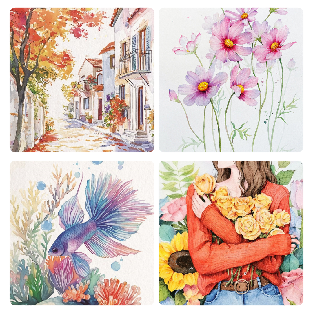 Happy Place Watercolour Mini Painting Book