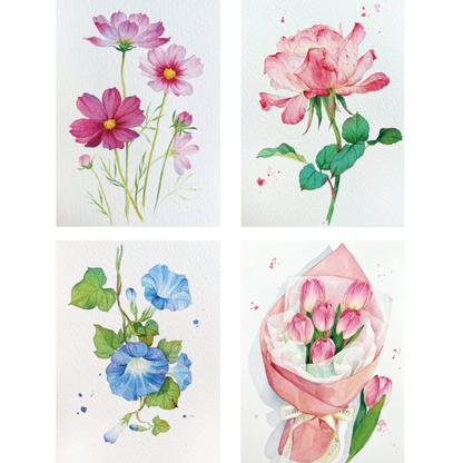 Magical Flowers Watercolour Mini Painting Book
