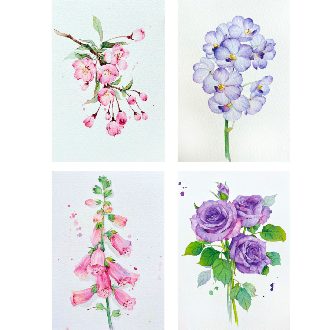 Magical Flowers Watercolour Mini Painting Book