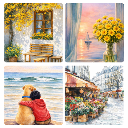 Escape & Unwind Watercolour Painting A4 Book