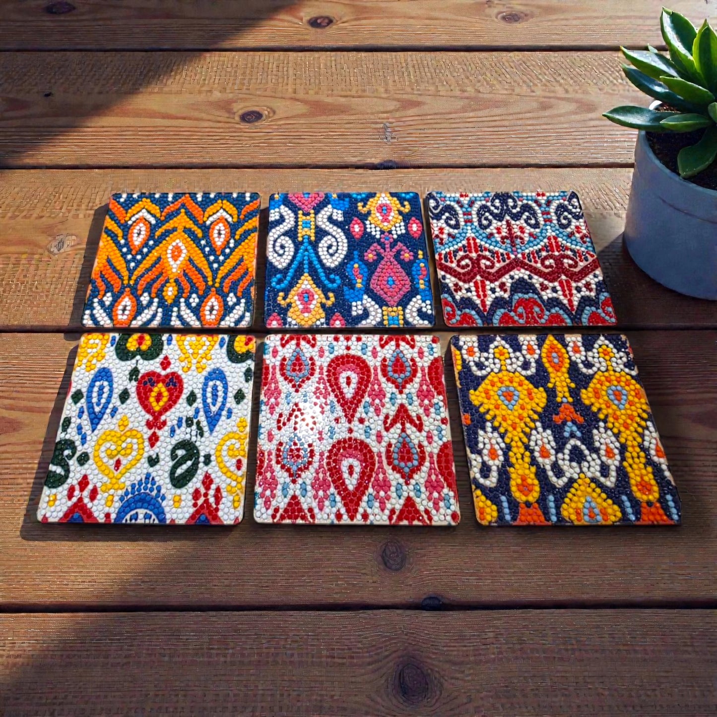 Ikat Carnival Diamond Coaster Kit