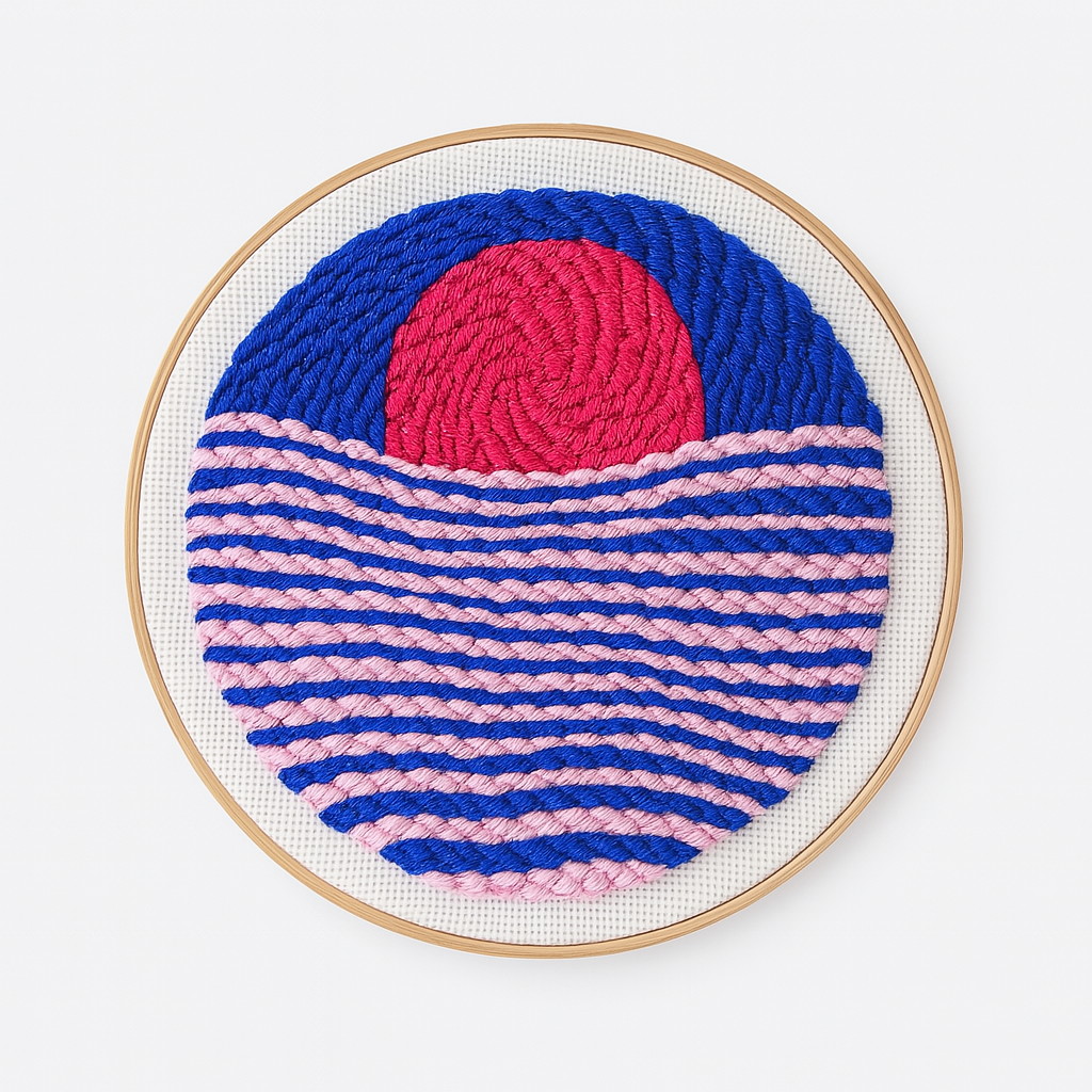 Pink Sun Punch Needle Embroidery Kit