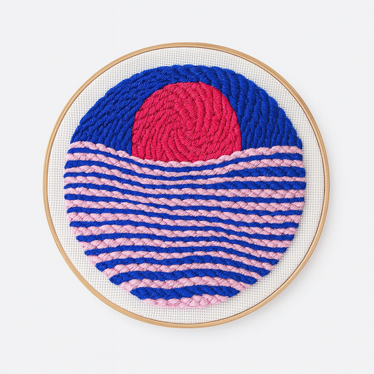 Pink Sun Punch Needle Embroidery Kit