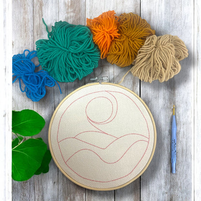 Ocean Dusk Punch Needle Embroidery Kit