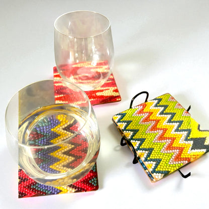 Chevron Ikat Diamond Coaster Kit